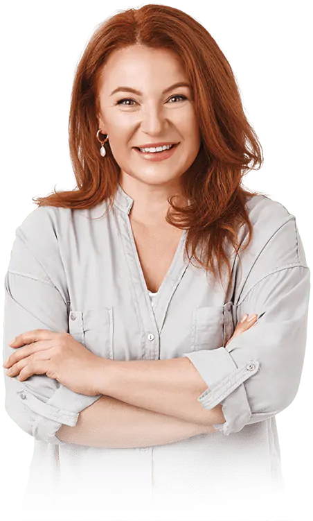 Woman with red hair smiling