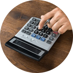 calculator on wood table